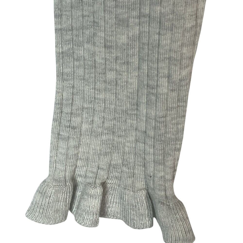 NWT H&M Cropped Ribbed Jersey Knit Sweater Ruffle Neck Light Gray - Picture 3 of 5